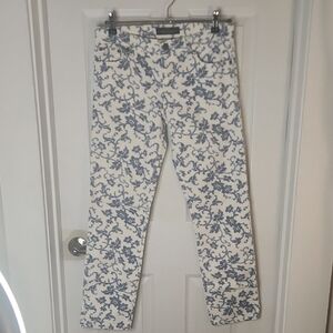 Lauren Ralph Lauren White Jeans with Blue Floral Pattern